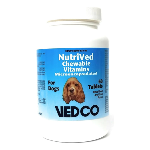 Vitaminas Masticables NutriVed Para Perros 60 Tabletas Sabor Carne Asada