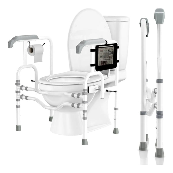 Riel De Seguridad Plegable Para Inodoro Ajustable En Altura Soporte Hasta 400 Lbs