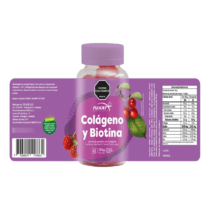 Colageno + Biotina X 45gomas Sin Sabor - Imagen 2