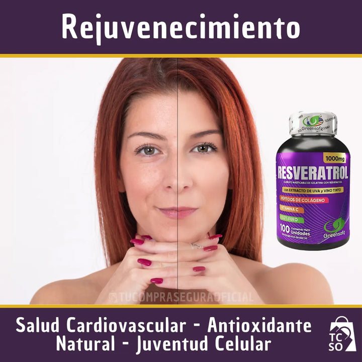 Resveratrol Americano Antioxidante Péptidos De Colágeno Vitamina C Y D Anti Edad Corazón Piel Salud Celular Natural - Imagen 7