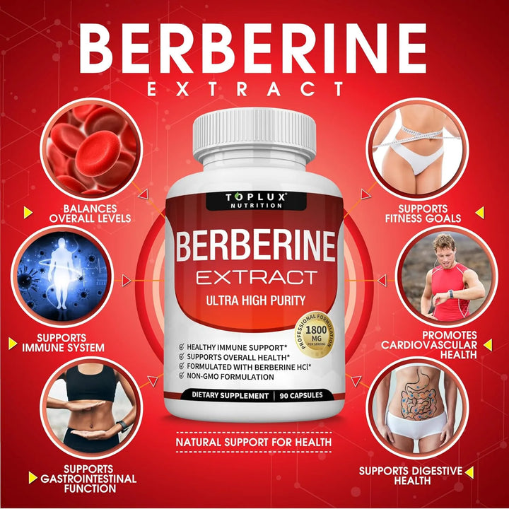 Berberina Plus 1800 Mg Hcl Complex Bienestar General 90 Cap - Imagen 3