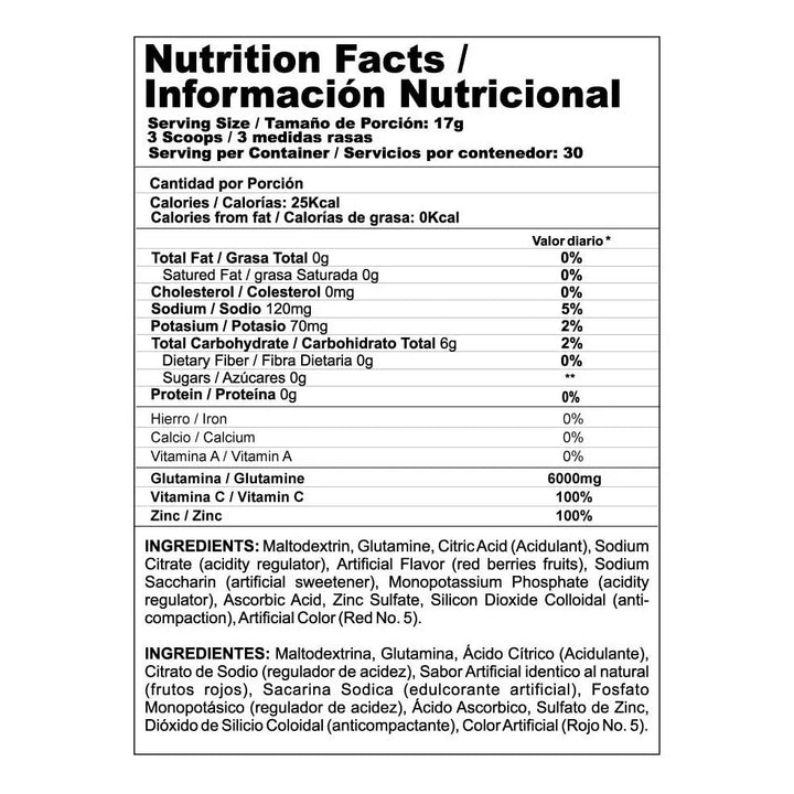 Gluta Stack, Glutamina + Zinc + Vitamina C - Imagen 2