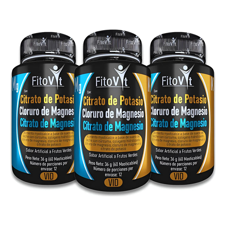 Citratos De Magnesio Potasio X3 Fitovit Original Frutos Verdes - Imagen 1