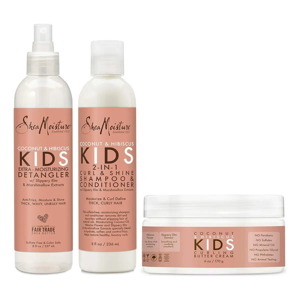 Sheamoisture Set Cabello Rizado Niños Hibisco Coco 3 En 1 Rizos Definidos Sin Frizz