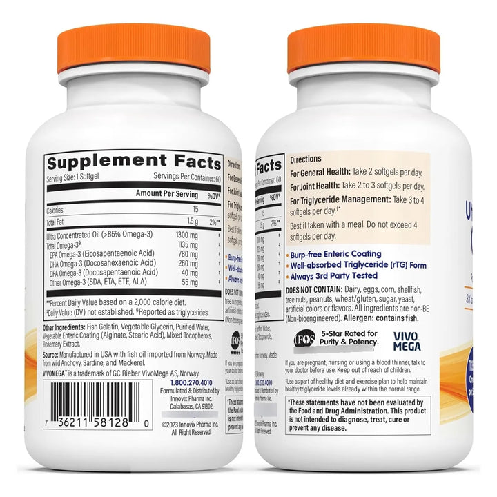 Aceite De Pescadoomega 3 1135 Mg Ultra Concentrado 60 Cap - Imagen 8