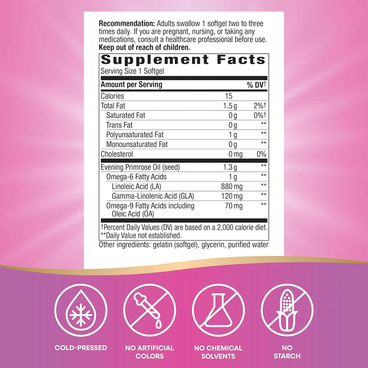 Aceite De Onagra Prensado En Frío 1300 Mg Por Porción 10% Gl - Imagen 5