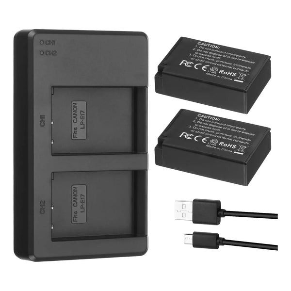 Bateria Lp E17 Y Cargador Usb Dual Rapido Compatible Canon Eos Rp R10 Rebel T7i T8i