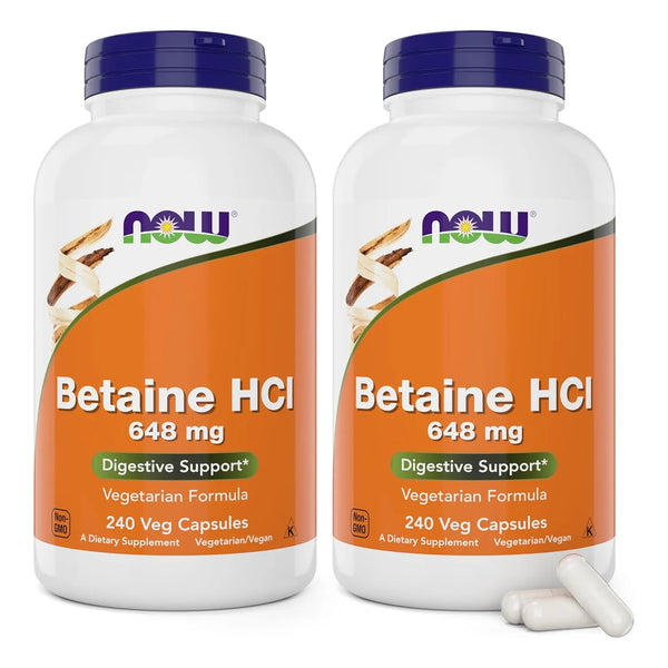 Betaína Hcl 648 Mg 240 Cápsulas Vegetales Paquete Doble Con - Imagen 1