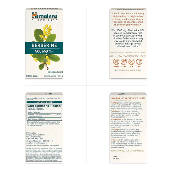 Berberina Himalaya 1000 Mg Apoyo Metabolismo Colesterol Gast - Imagen 7