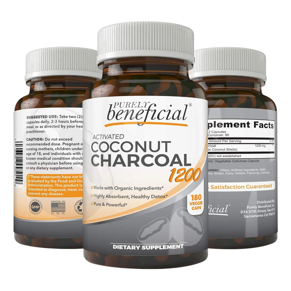Carbón De Coco Activado 1200 Mg 180 Cápsulas Para Bienestar - Imagen 1
