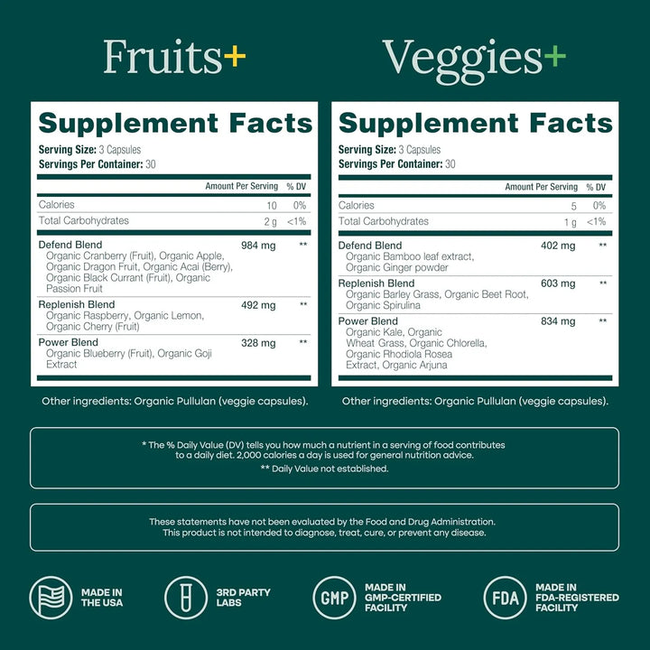 Cápsulas Orgánicas De Frutas Y Verduras 180 Unidades Energía - Imagen 6
