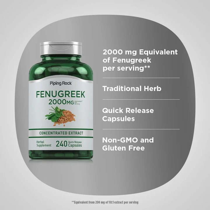 Semillas De Fenogreco 2000 Mg 240 Cápsulas Extracto De Hierb - Imagen 4