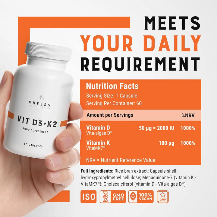 Vitamina D3 Y K2 2000 Ui 133% Ingesta Diaria En Una Cápsula - Imagen 3
