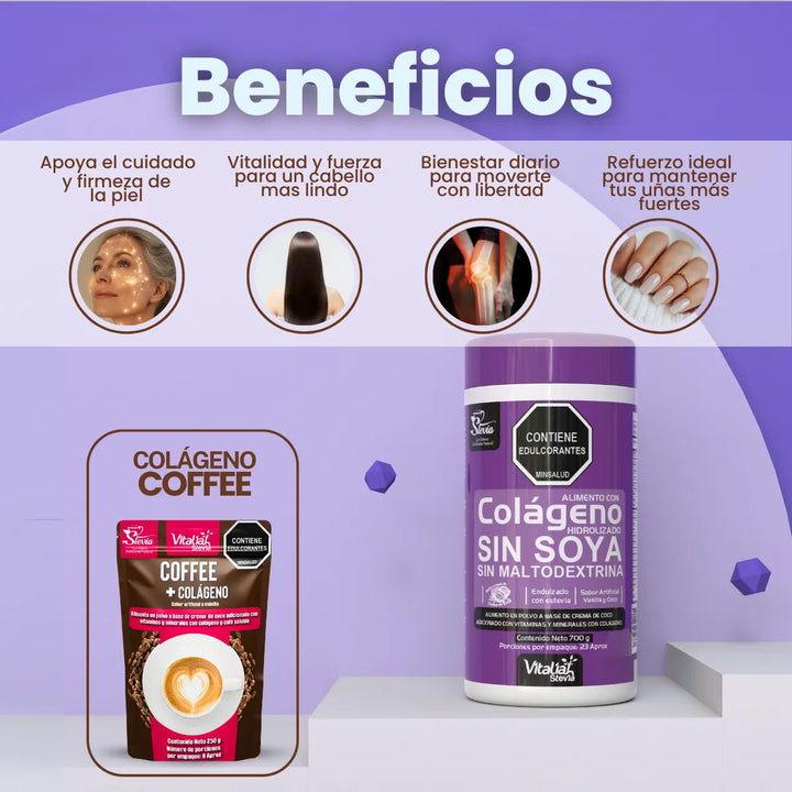 Kit Colágeno Hidrolizado Vitaliah Vainilla X1 + Doypack Coffee - Imagen 2