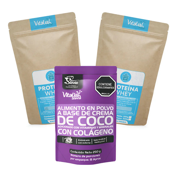 Kit Proteína Pura Whey Vitaliah 500g X2 + Colágeno Vainilla 250g - Imagen 1