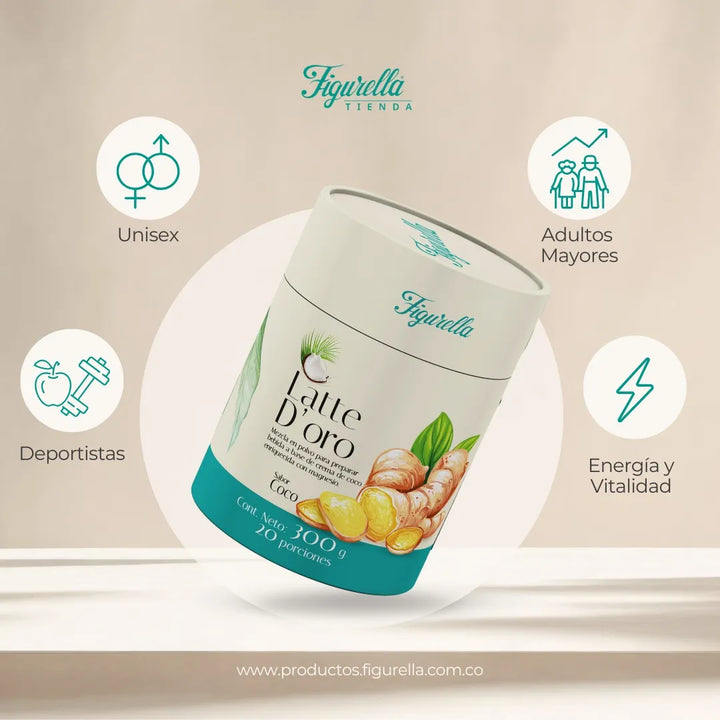 Leche Dorada Antiinflamatoria Cúrcuma Jengibre 300g Curcuma, Jengibre, Pimienta Y Crema De Coco - Imagen 2