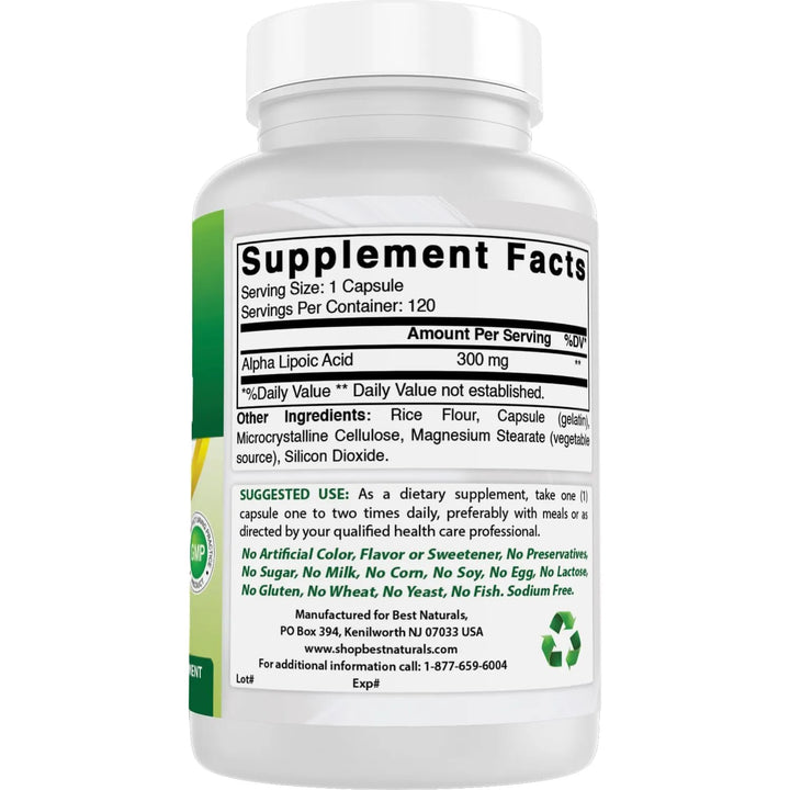 Ácido Alfa Lipoico 300 Mg 120 Cápsulas Paquete Triple - Imagen 6