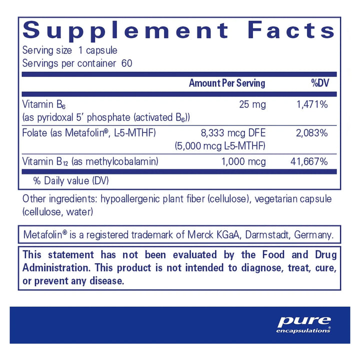 Folato Activado 5000 Mcg Con Vitamina B12 Y B6 60 Cápsulas - Imagen 2