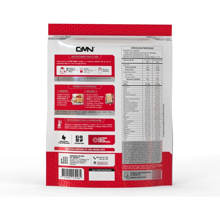 Proteina Nitromass 2lbs+sobres Vainilla - Imagen 2