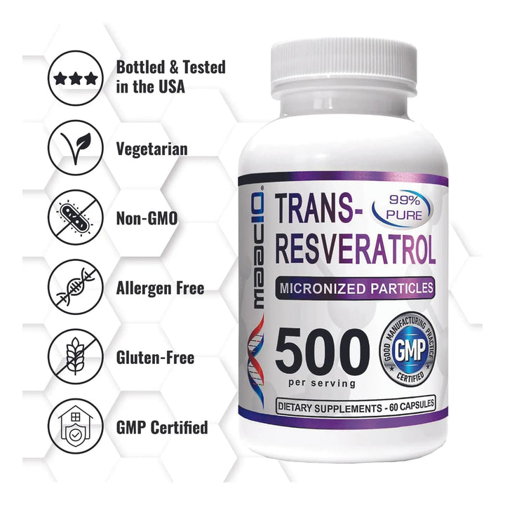 Trans Resveratrol 500 Mg 3 Paquetes Farmacéutico Micronizado - Imagen 5