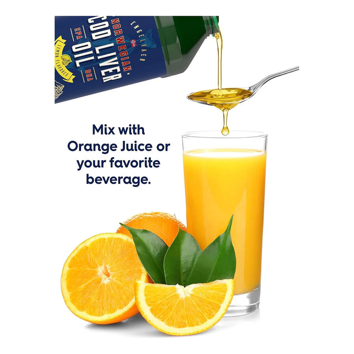 Aceite De Hígado De Bacalao Líquido 16 Onzas Sabor Limón Paq - Imagen 7