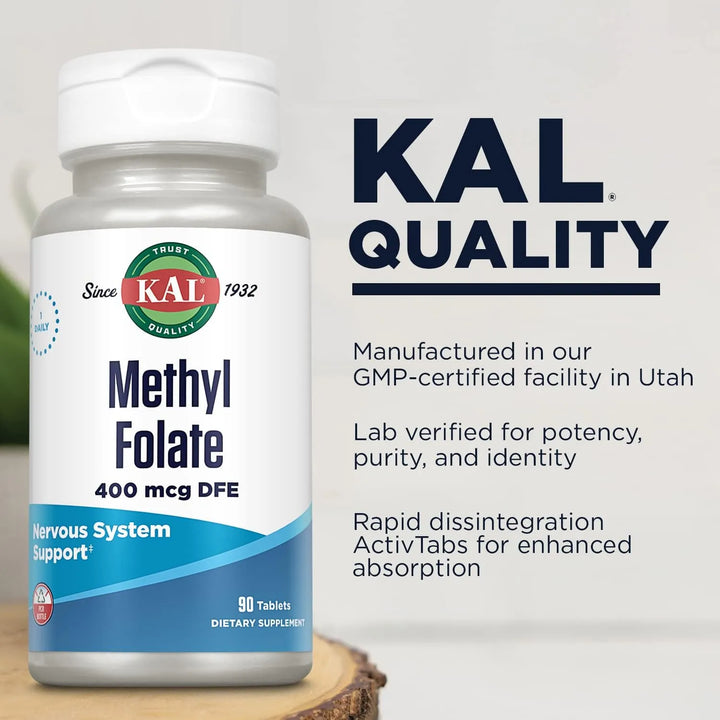 Metil Folato 400 Mcg Dfe 5-mthf Vitamina B9 Forma Activa Sal - Imagen 4