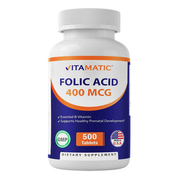 Ácido Fólico 400 Microgramos 500 Tabletas Vitamina B9 Essent - Imagen 1