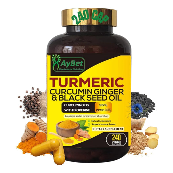 Aceite De Cúrcuma Con Jengibre Y Semillas Negras 240 Cápsula - Imagen 1