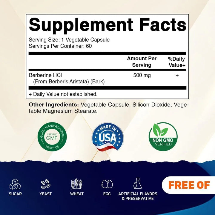 Berberina 500 Mg 60 Cápsulas Vegetales Naturales Fabricación - Imagen 2