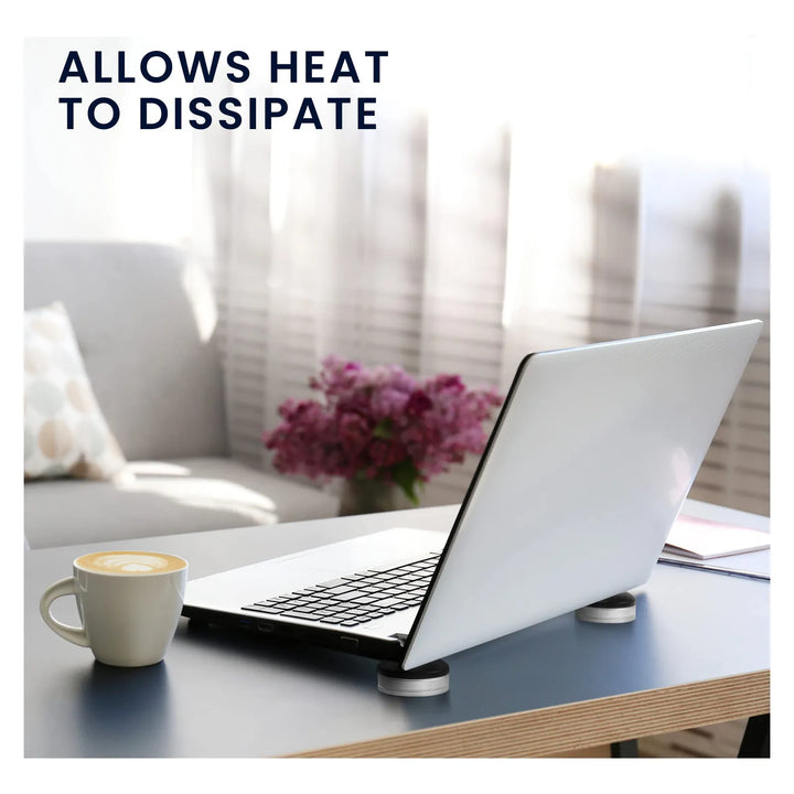 Almohadillas Elevadoras Para Laptop Soporte Ventilación Colo Negro / Plateado - Imagen 2