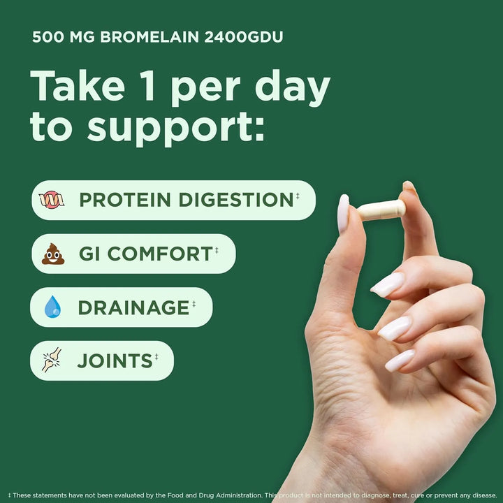Bromelina Alta Potencia 500 Mg 2400 Gdu Enzimas Digestivas S - Imagen 2