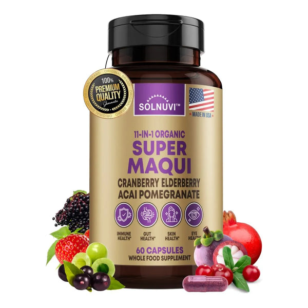 Cápsulas Orgánicas De Bayas Súper Maqui Polvo De Superalimento Extracto De Saúco Arándano Granada Acai 60 Cápsulas Veganas