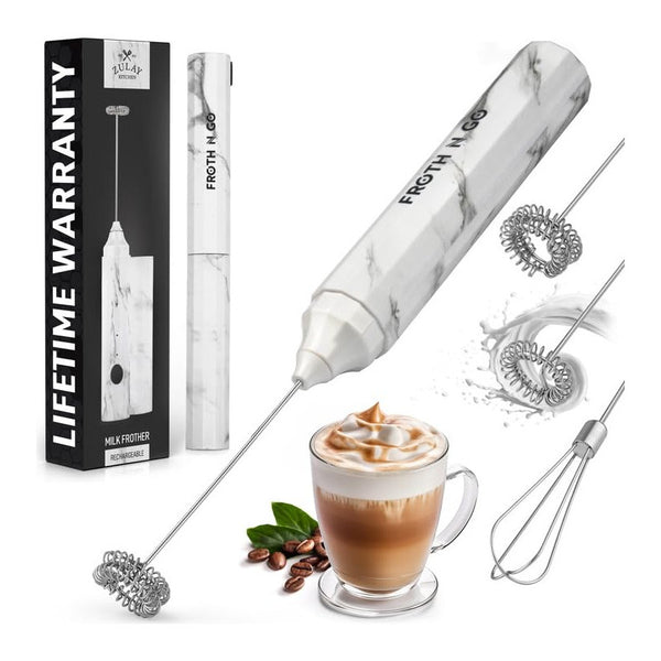 Espumador De Leche Zulay Froth N Go 3 En 1 Portátil Recargable