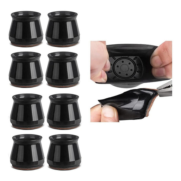 Protector Pata Silla Silicona Con Fieltro Negro 8 Unidades Antirrayones