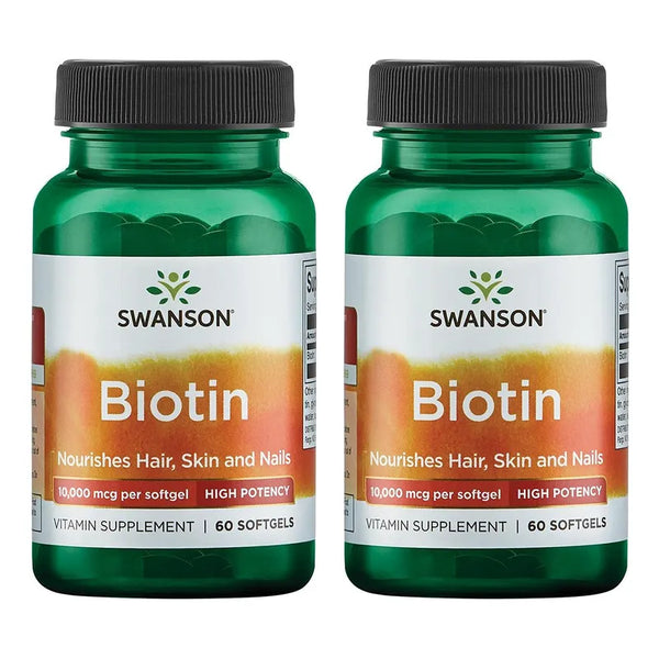 Biotina Alta Potencia 10000 Mcg 60 Cápsulas Paquete Doble