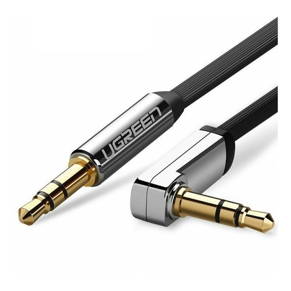 Cable Auxiliar Audio Estéreo Macho A Macho 90° 3.5mm Sonido Sin Enredos En Espacios Reducidos