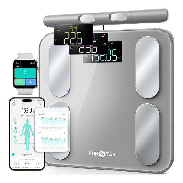 Báscula Digital Runstar Para Peso Corporal Con 8 Electrodos Sincroniza Bluetooth