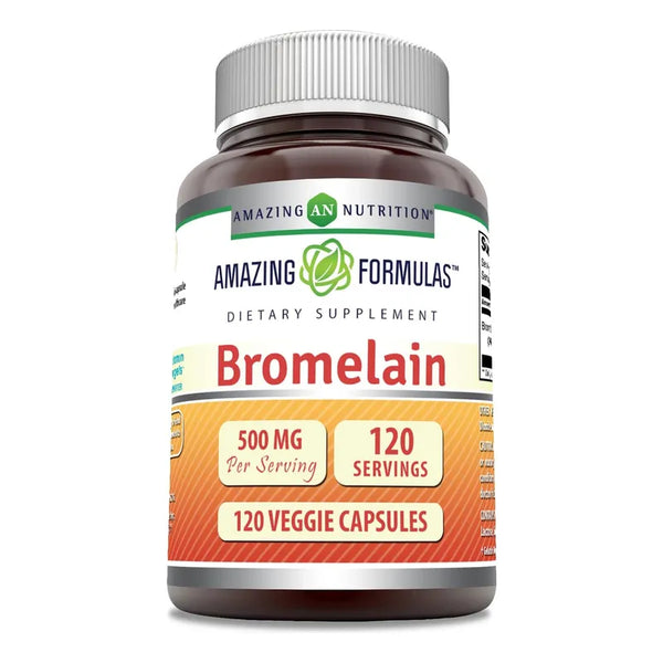Bromelina 500 Mg 120 Cápsulas Vegetales Amazing Formulas Ideal Para Vegetarianos