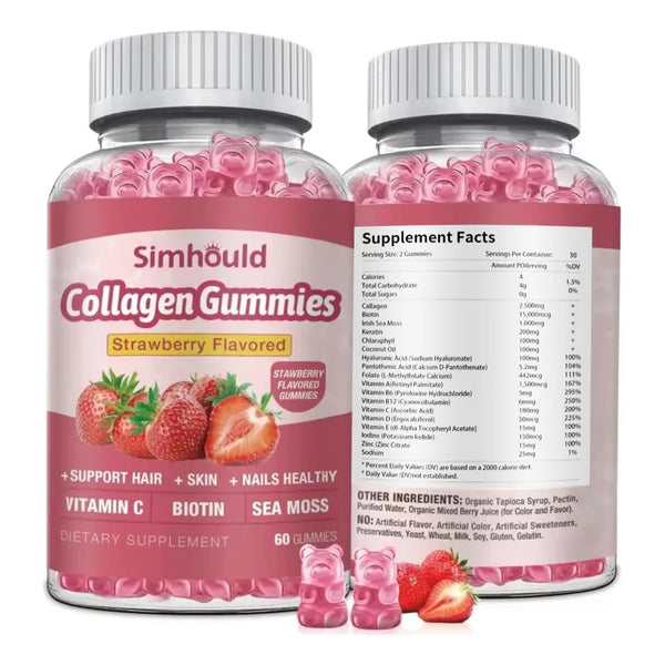 Gomitas Antienvejecimiento De Colágeno Simhould Sin Azúcar 60 Unidades