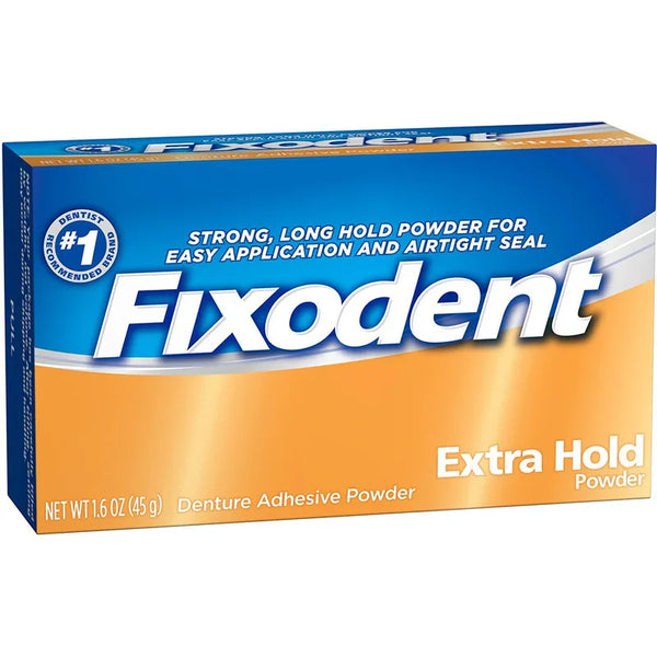Polvo Adhesivo Extra Firme Dentaduras 45g Duración Larga Blancura Natural