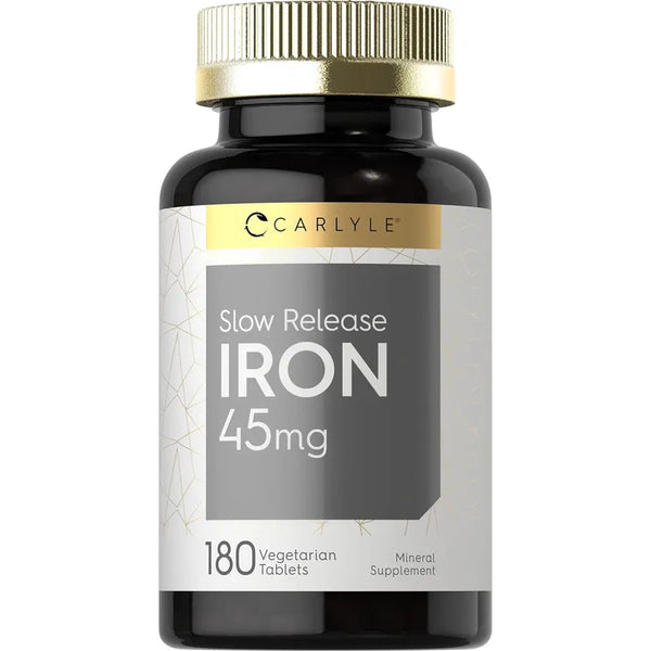 Hierro Liberación Lenta 45 Mg 180 Tabletas Fórmula Mineral Carlyle