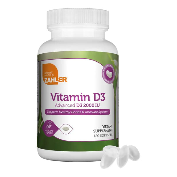 Cápsulas Vitamina D3 2000 UI 120 Unidades Kosher Para Salud Ósea