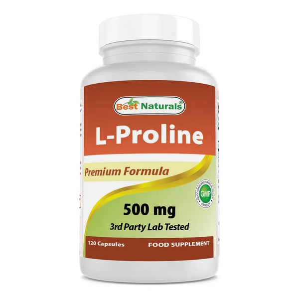 Aminoácidos L Prolina 500 Mg 120 Cápsulas Naturales Para Tu Salud