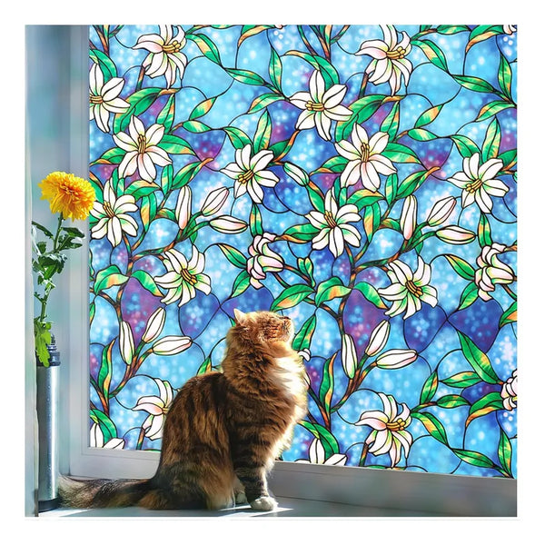Película Decorativa Ventana Vitral Esmerilado Bloquea Rayos UV Privacidad