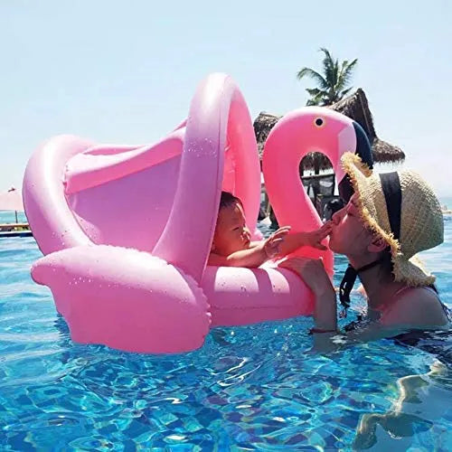 Iefoah Flotador De La Piscina Para Bebés Con Dosel, Flamenco - Imagen 4