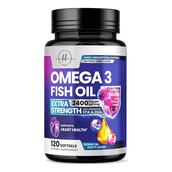 Aceite De Pescado Omega 3 Alta Potencia 2400 Mg Cápsulas Blandas