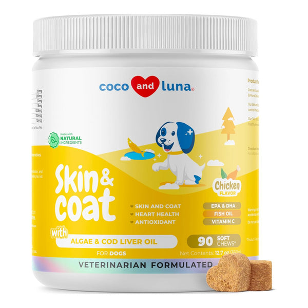 Aceite De Pescado Omega 3 Coco And Luna Para Perros 90 Masticables