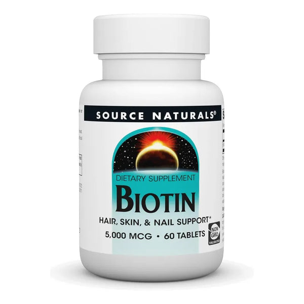 Biotina 5000 Mcg Source Naturals Para Cabello Piel Y Uñas Saludables