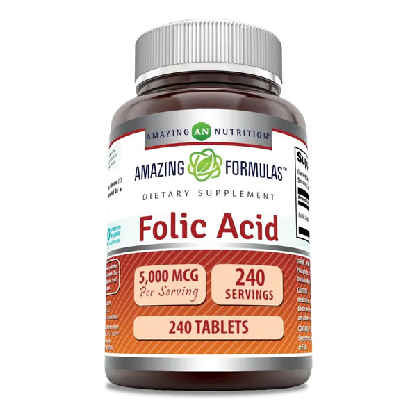 Acido Folico 5000 Mcg 240 Tabletas Calidad Americana GMP