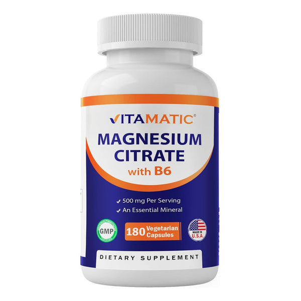 Citrato De Magnesio 500 Mg Con B6 Suplemento Premium 180 Caps